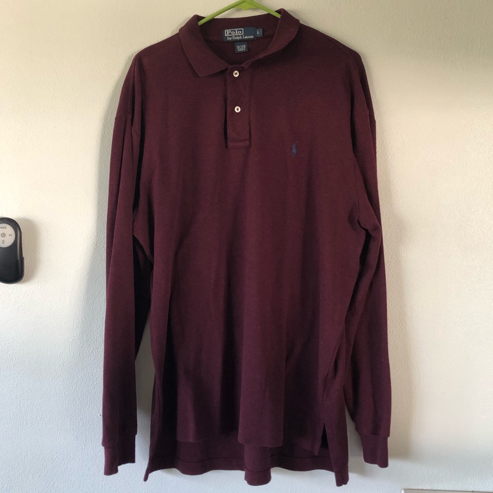 Polo by Ralph Lauren maroon long sleeve shirt.